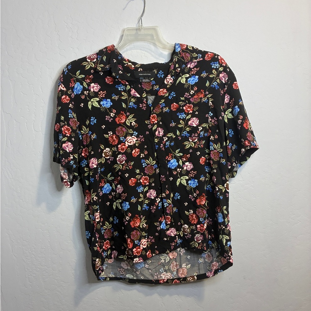 Urban Outfitters Black Floral Button Down Shirt